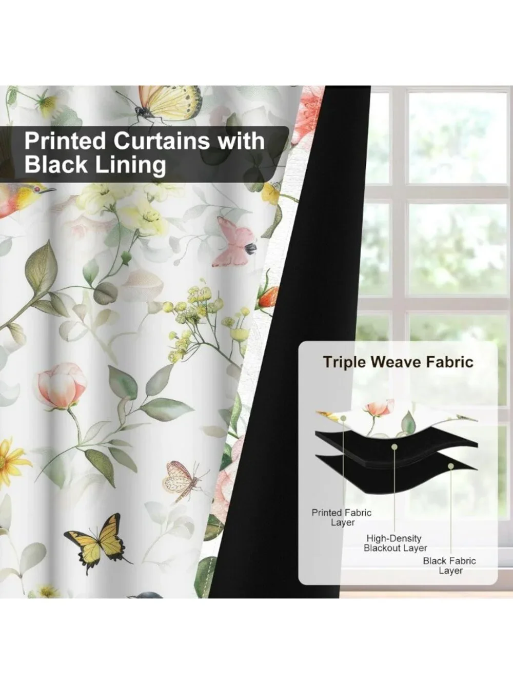 Floral Birds Blackout Curtains 84